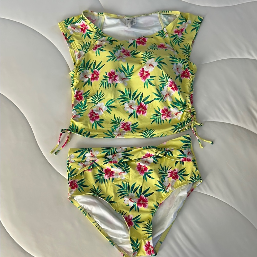 Lands' End Yellow and Green Bikini Swim Set
